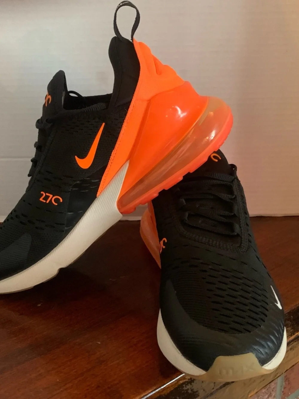 Nike Air Max 270 Black and Bright Orange Running Sneakers